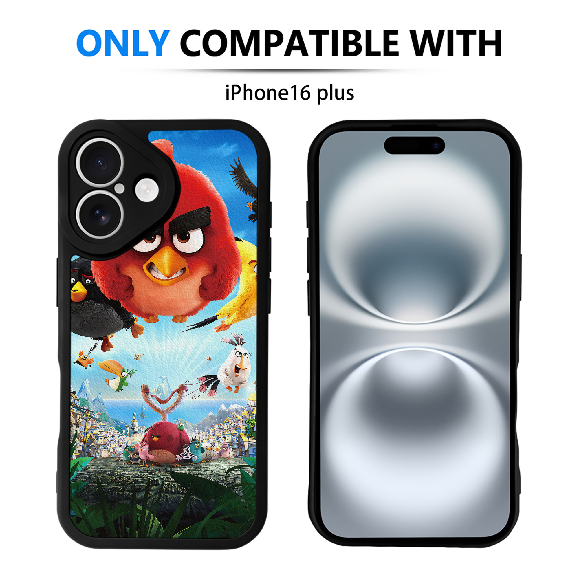 （画像用） Angry Birds アングリーバード 【iPhone 16シリーズ対応】シリコンスマホケース（レザー調） 材質：シリコン